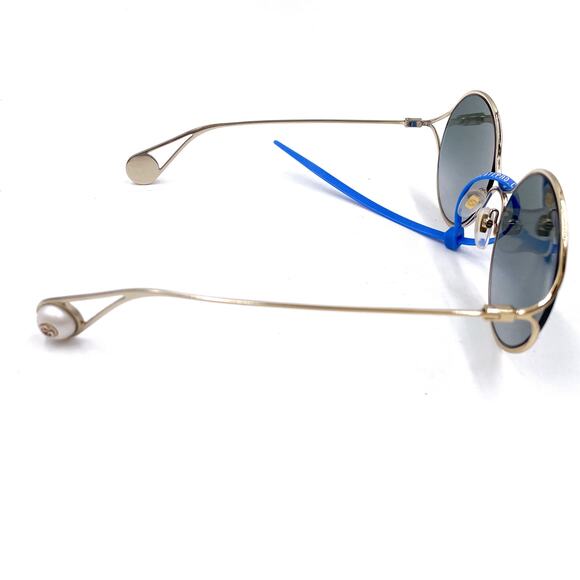 Gucci Round Sunglasses Round Pearl Tip Gold Metal Frame GG0253S - Picture 7 of 15